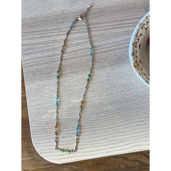 Adjustable Silver Necklace Colorful Beaded - Picture 1 of 4